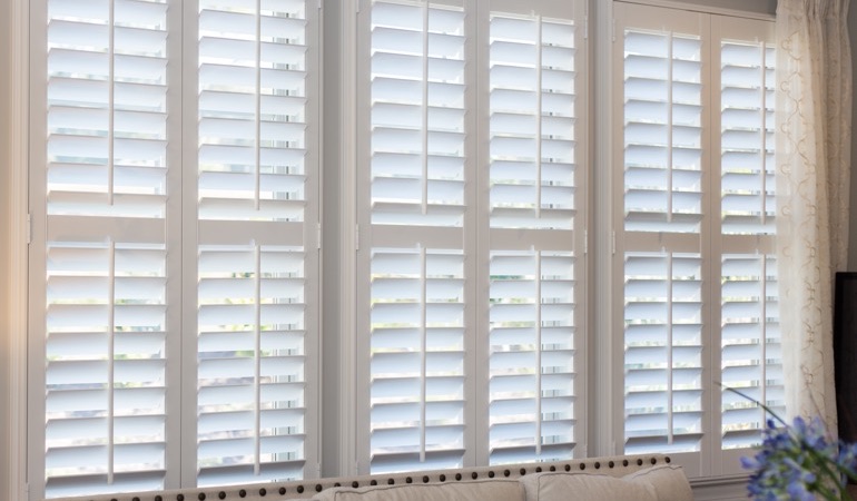 Faux wood plantation shutters in St. George